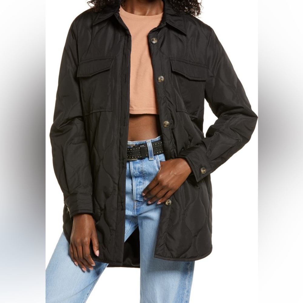 Vera Moda quilted shirt jacket size S, black